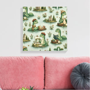 Gezellige Cryptiden Nessie Loch Ness Monster hobby Canvas Afdruk