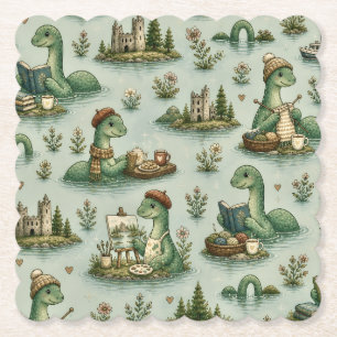Gezellige Cryptiden Nessie Loch Ness Monster hobby Kartonnen Onderzetters