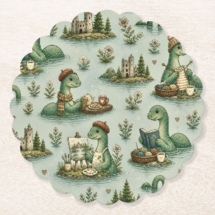 Gezellige Cryptiden Nessie Loch Ness Monster hobby Kartonnen Onderzetters