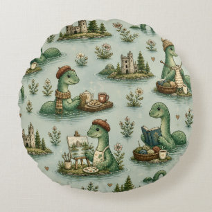 Gezellige Cryptiden Nessie Loch Ness Monster hobby Rond Kussen