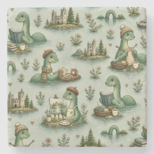 Gezellige Cryptiden Nessie Loch Ness Monster hobby Stenen Onderzetter