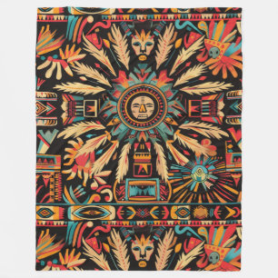 Gezellige Cyaan "Aztec Dream" Pluche Fleece Deken