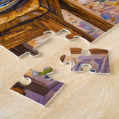 Gezellige Dachshond Rustend op Patchwork Winterdek Legpuzzel (Zijkant)