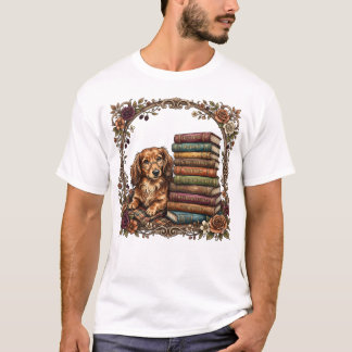 Gezellige Dachshund Boekclub Retro Wiener Dog Leze T-shirt