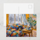 Gezellige Dachshund Rustend op Patchwork Winterdek Briefkaart (Voorkant / Achterkant)