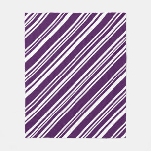 Gezellige diagonale Paarse en witte strepen Fleece Deken