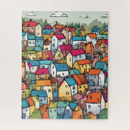 Gezellige dorpscharme legpuzzel