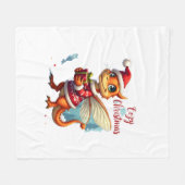 Gezellige Dragonfly Kerstmis Fleece Deken (Voorkant (Horizontaal))