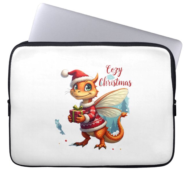 Gezellige Dragonfly Kerstmis Laptop Sleeve (Voorkant)