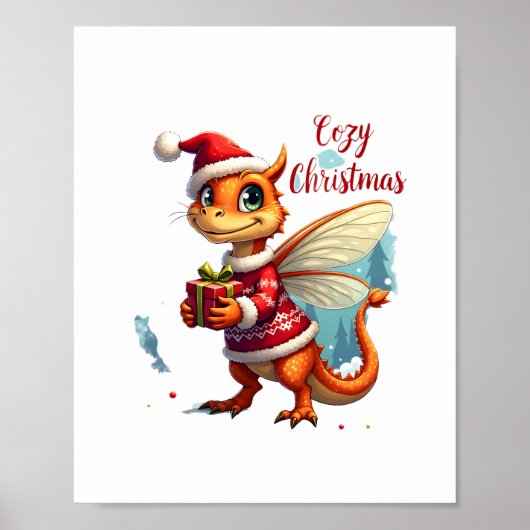 Gezellige Dragonfly Kerstmis Poster (Voorkant)