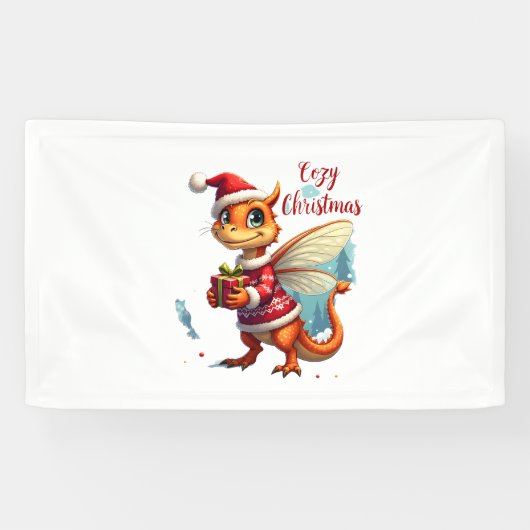 Gezellige Dragonfly Kerstmis Spandoek (Horizontaal)