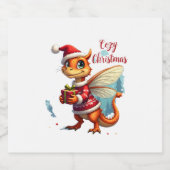 Gezellige Dragonfly Kerstmis Sparkling Wijnetiket (Enkel label)