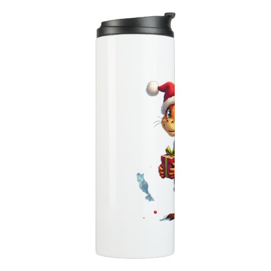 Gezellige Dragonfly Kerstmis Thermosbeker (Gedraaid links)