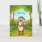 Gezellige egel en wilde bloemen bos dank u kaart (Voorkant)