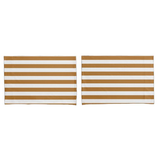 Gezellige Elegantie Warm Amber & Wit Gestreept Kussensloop (Voorkant-Set)