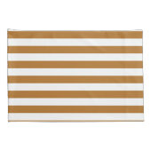 Gezellige Elegantie Warm Amber & Wit Gestreept Kussensloop (Achterkant-Rechts)