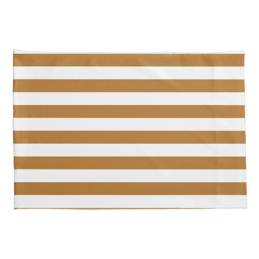 Gezellige Elegantie Warm Amber & Wit Gestreept Kussensloop (Achterkant-Rechts)