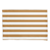 Gezellige Elegantie Warm Amber & Wit Gestreept Kussensloop (Voorkant-Links)