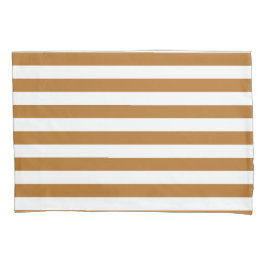 Gezellige Elegantie Warm Amber & Wit Gestreept Kussensloop