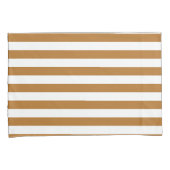 Gezellige Elegantie Warm Amber & Wit Gestreept Kussensloop (Voorkant-Rechts)