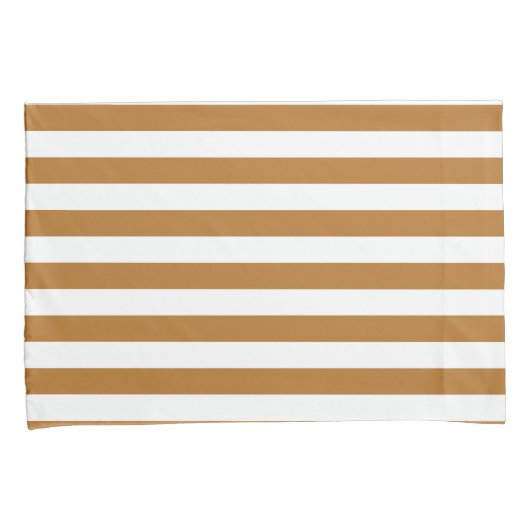 Gezellige Elegantie Warm Amber & Wit Gestreept Kussensloop (Voorkant-Rechts)