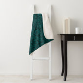 Gezellige Emerald Green Roos Print Sherpa Deken (In situ)