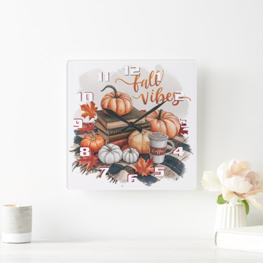 Gezellige en comfortabele herfst vibes Wall Clock Vierkante Klok (Huis)