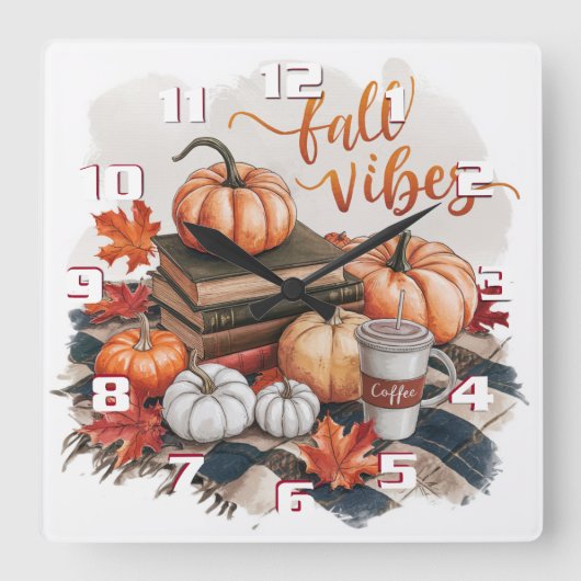 Gezellige en comfortabele herfst vibes Wall Clock Vierkante Klok (Voorkant)