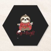 Gezellige en heldere luie kerstverlichting (1) kartonnen onderzetters (Voorkant)