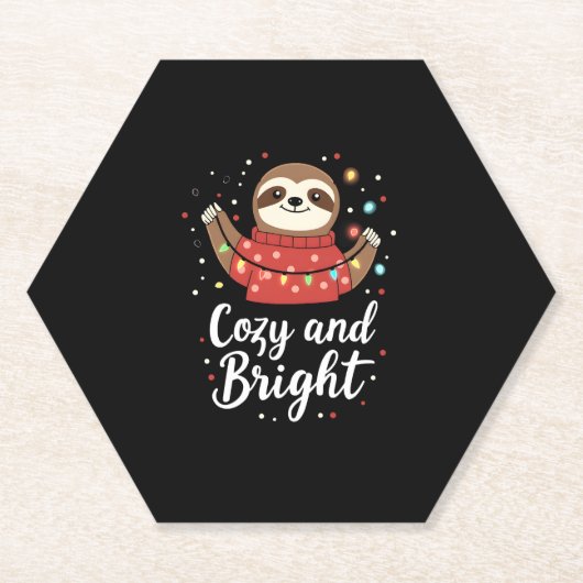 Gezellige en lichte luie kerstverlichting (4) kartonnen onderzetters (Voorkant)