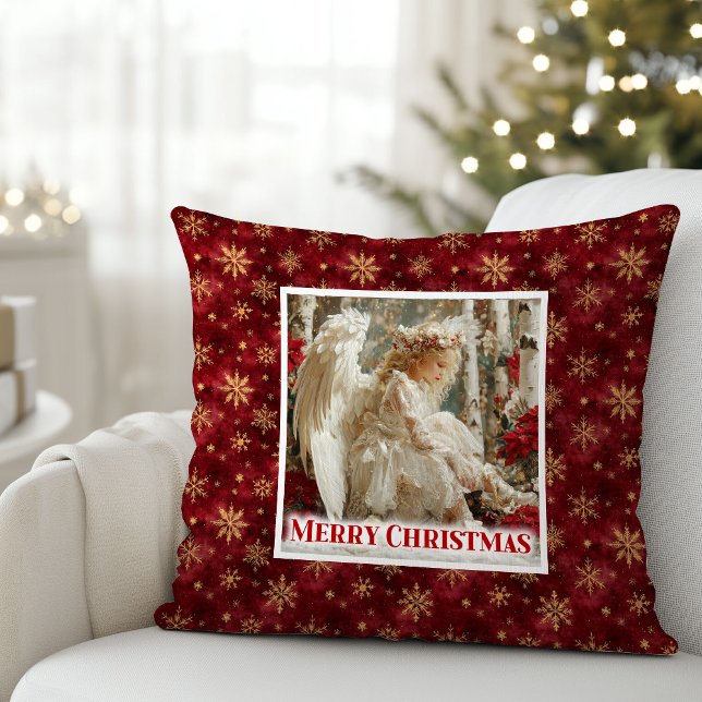 Gezellige engel Victoriaanse kerstkussen cadeau Kussen (Hushed Cozy Angel Victorian Christmas Pillow Gift)