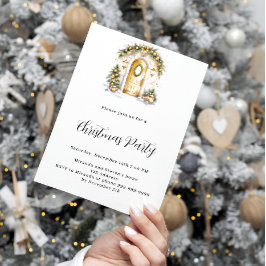 Gezellige entree groen goud luxe kerstfeest kaart