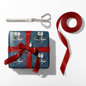 Gezellige Eskimo Kiss Blue Christmas Cadeaupapier