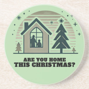 Gezellige Familie Kerst Home Scene Decor Art Zandsteen Onderzetter