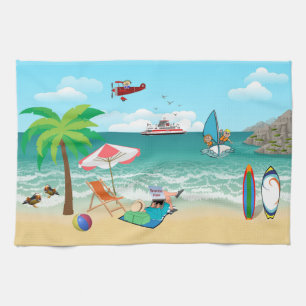 Gezellige familiepret aan het strand theedoek