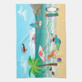 Gezellige familiepret aan het strand theedoek (Verticaal)