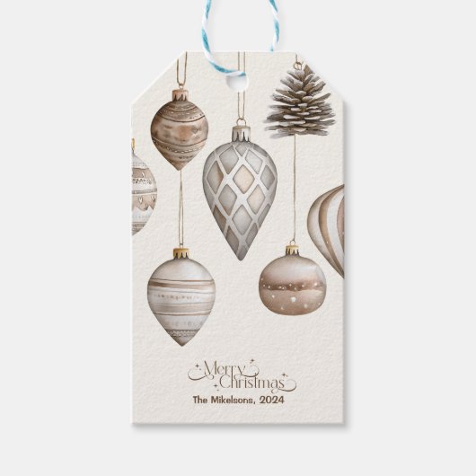 Gezellige feestelijke rustieke kerst cadeaulabel (Voorkant)