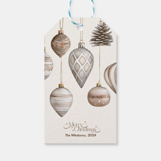 Gezellige feestelijke rustieke kerst cadeaulabel (Achterkant)