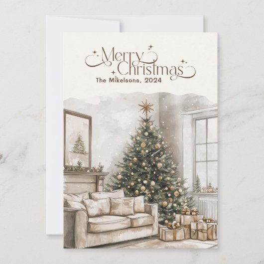 Gezellige feestelijke rustieke kerst feestdagenkaart (Voorkant)