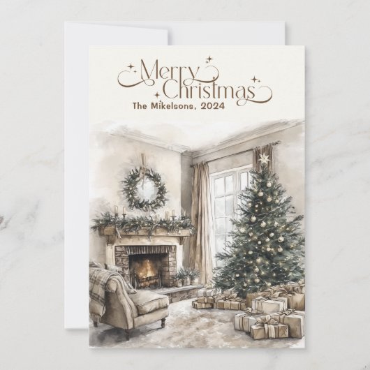 Gezellige feestelijke rustieke kerst feestdagenkaart (Voorkant)