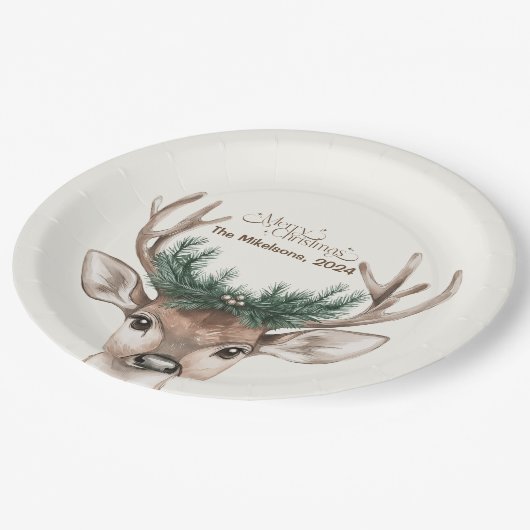 Gezellige feestelijke rustieke kerst papieren bordje (Gekanteld)