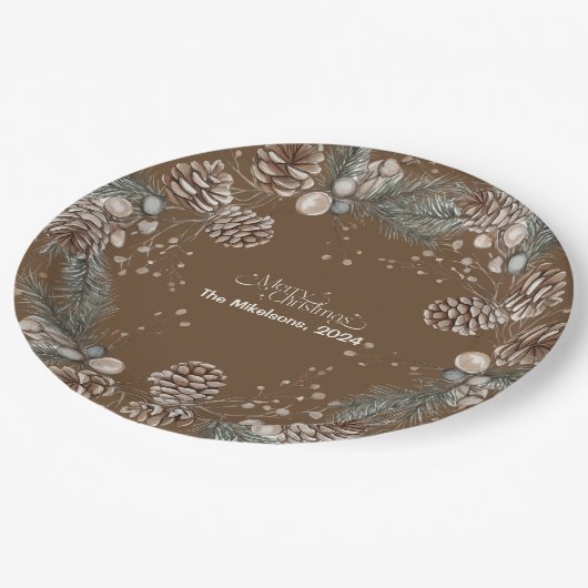 Gezellige feestelijke rustieke kerst papieren bordje (Gekanteld)