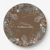 Gezellige feestelijke rustieke kerst papieren bordje (Voorkant)