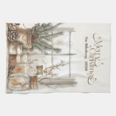 Gezellige feestelijke rustieke kerst theedoek (Horizontaal)