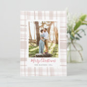 Gezellige Flanel Kerst Foto Feestdagenkaart (Staand voorkant)