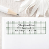 Gezellige Flanel Plaid Kerst Adres Label - Groen (Insitu)