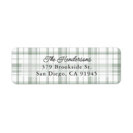 Gezellige Flanel Plaid Kerst Adres Label - Groen