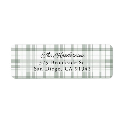 Gezellige Flanel Plaid Kerst Adres Label - Groen (Voorkant)