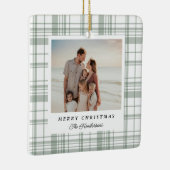 Gezellige Flanel Plaid Kerstfotokaart - Groen Keramisch Ornament (Rechts)