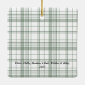 Gezellige Flanel Plaid Kerstfotokaart - Groen Keramisch Ornament (Achterkant)